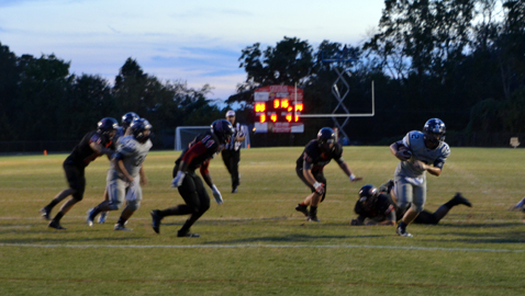 Photo by Dan Andrews. Anderson County’s Garrett Johnson scores a first quarter touchdown in the Mavericks 59-35 victory over Knoxville Central on Thursday, October 3rd.