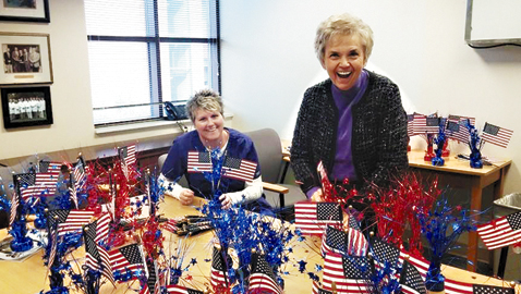 Picture of (L-R) Marcia Stinnet and Irene Hodges preparing for the veterans’ breakfast. Photo by Antwan Wrancher 