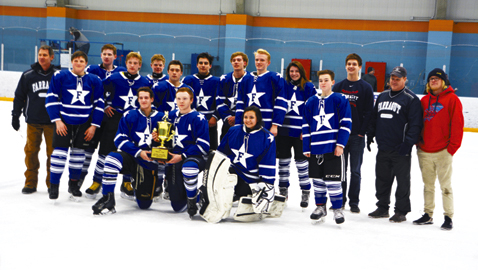 The Farragut Admirals hockey club celebrates its Moore Cup Championship Thursday night. With the win, the Admirals clinched a berth in the State Tournament in Memphis. 