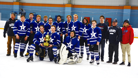 The Farragut Admirals hockey club celebrates its Moore Cup Championship Thursday night. With the win, the Admirals clinched a berth in the State Tournament in Memphis.