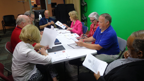 Photo by Mike Steely. Board members discuss plans for the year at last week’s CTV meeting. Members of the board, appointed for three-year terms, include Louis Crossley, Russell Byrd, Jackie Lane, Shannon McCullock, Commissioner Jeff Ownby, Councilman Nick Pavlis, Jim Idol, Jerry Seale, Thomas Strickland, Jr., Beth Waters, and Sheila Wittke.