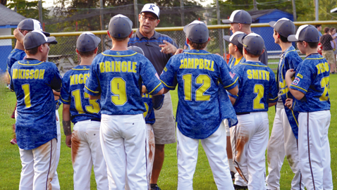 Coach Ron Eller talks to Karns players after their 13-3 win over Maryville in the Little League District 6 championship game July 9. Karns was scheduled to begin play in the State tournament in Jackson this past weekend.