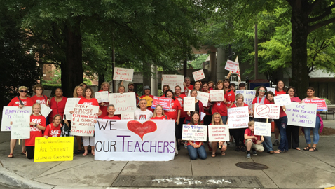 Parents, students and teachers rally in support of Non-renewed teachers.