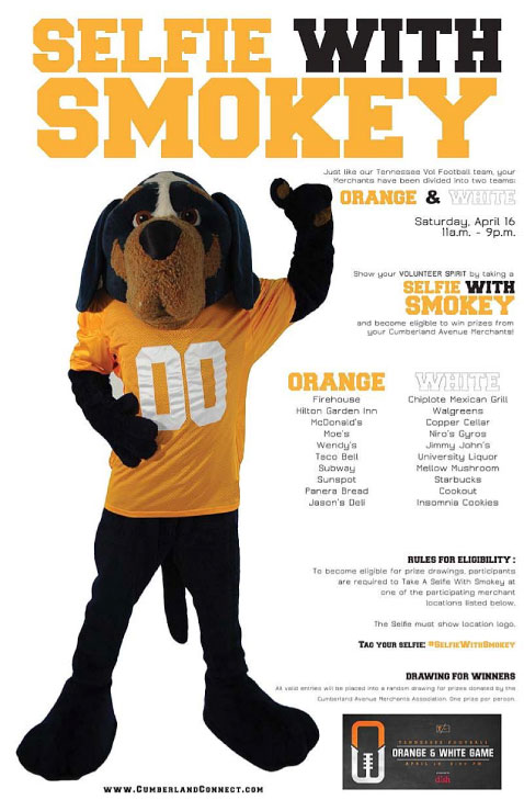 Cumberland Avenue Vol Spirit: Merchants offer ‘Selfies With Smokey’ during Orange and White Game