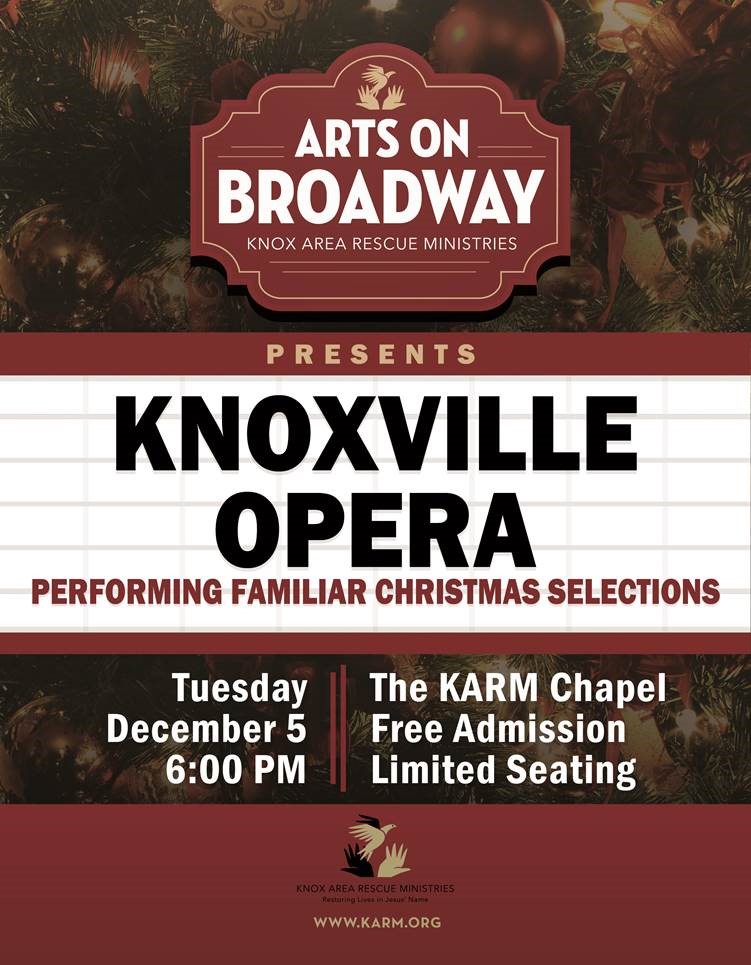 Knoxville Opera to Perform Traditional Christmas Selections at Knox Area Rescue Ministries tonight