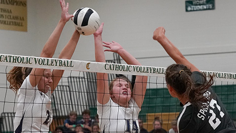 Catholic sweeps rival Webb at home 25-10, 25-20