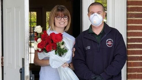 911 Knox Decon Services delivers flowers to elderly